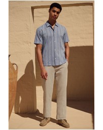 NEXT - Textured Stripe 100% Cotton Short Sleeve Shirt