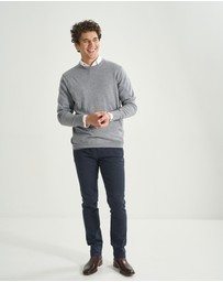 3 Wise Men - 3 Wise Men Driver Crew Neck Merino Knit - Grey Marle