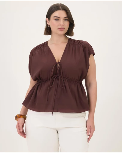 Atmos&Here Curvy - Hailey Organza Gathered Top