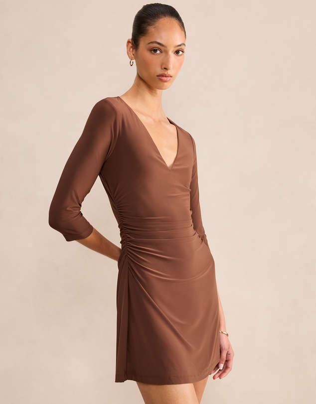 Forever New - Tash V-Neck 3 & 4 Sleeves Mini Dress