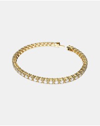 Swarovski - Matrix Tennis bracelet, Round cut, White, Gold-tone plated