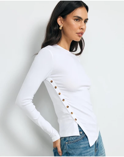 AERE - Amelie Asymm Buttoned Top