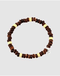 Kuzzoi - ICONIC EXCLUSIVE - Bracelet Male Elegant Brown Coconut Beads 925 Sterling Silver