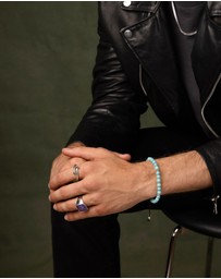 Nialaya Jewellery - Men's Beaded Bracelet with Turquoise and Silver