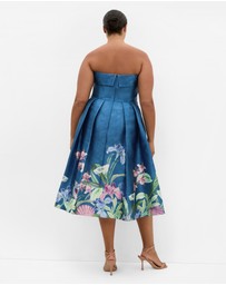 City Chic - Plus size Tiffany Bloom Strapless Midi Dress - jade