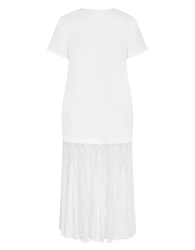 City Chic - Plus size Aura Lace Hem Dress - ivory