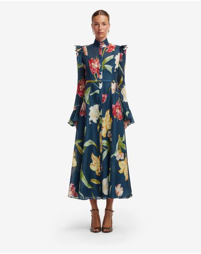 Lily Print In Indigo