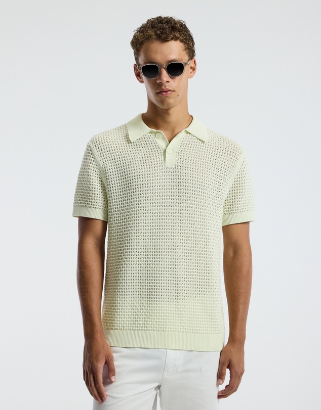 Calibre - Textured Open Knit Polo Citron