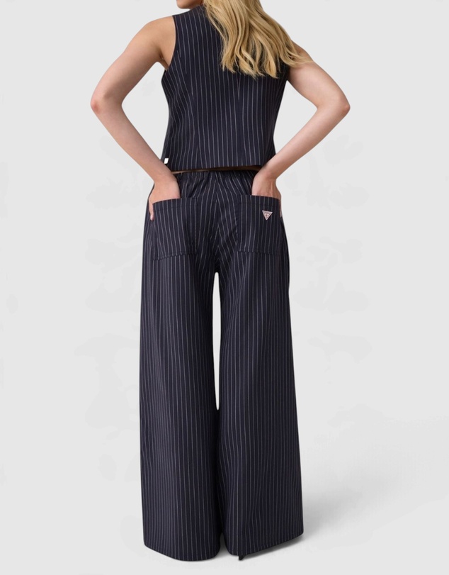 GUESS Jeans - GUESS JEANS Mid-Rise Pinstripe Wide Leg Pants