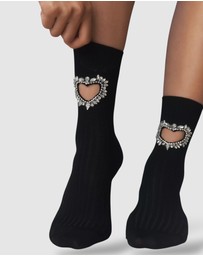 High Heel Jungle - Gem Crystal Heart Sock