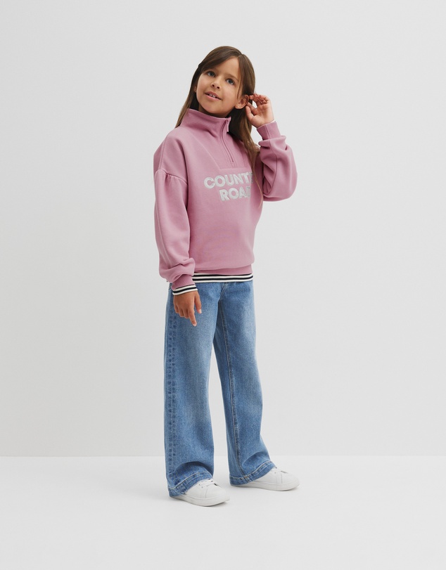 Country Road - Australian Cotton Blend Sequin Half Zip Sweat