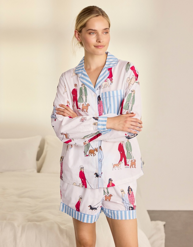 Chelsea Peers - Organic Cotton Ladies Walking Dogs Short Pyjama Set