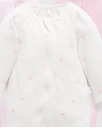 Purebaby - 4 Pack Zip Growsuit -Babies
