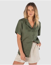 CAMIXA - REVERE Open Collar Short Sleeve Linen shirt