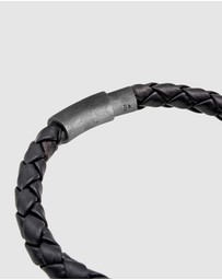 Kuzzoi - ICONIC EXCLUSIVE - Bracelet Real Leather Braided Magnet Basic in 925 Sterling Silver