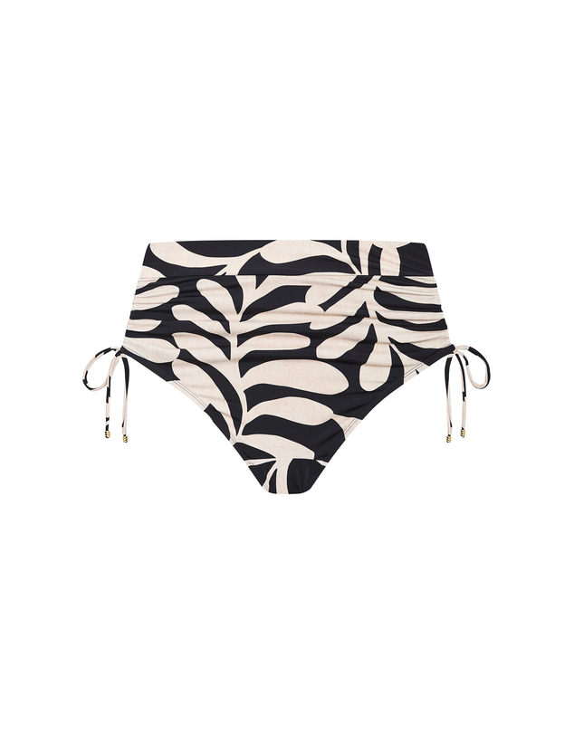 City Chic - Plus size Taranto Print Hi Waist Bikini Brief - black