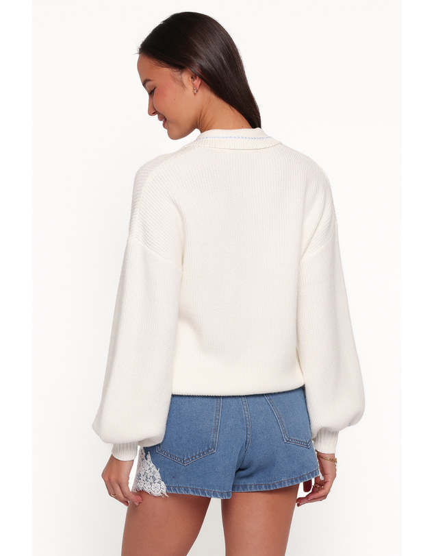 Petal & Pup - Tamara Collared Sweater - White