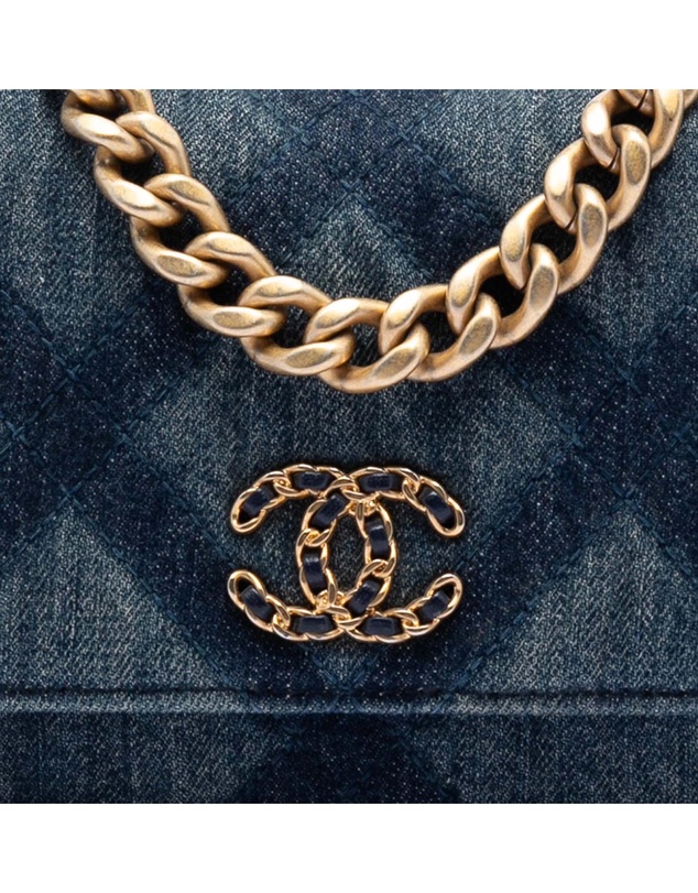 Pre-Loved by Azura Reborn - Pre-Loved Denim 19 Flap Wallet On Chain