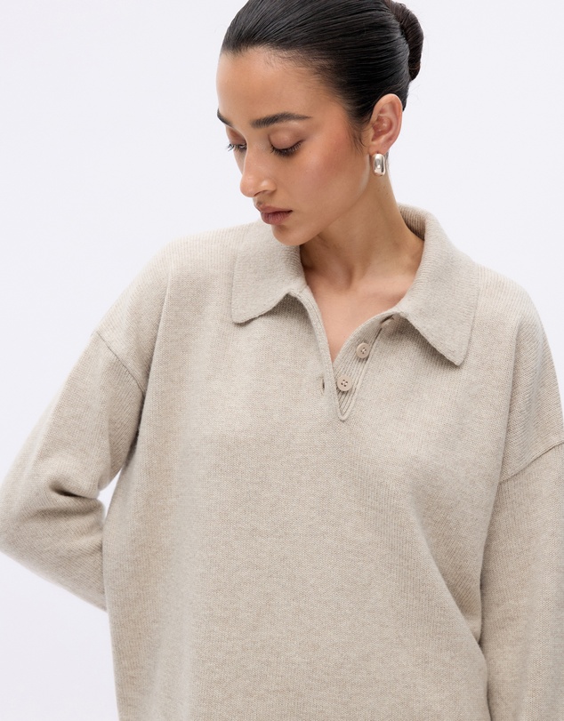 Minima Esenciales - Keir Oversized Merino Cashmere Blend Polo