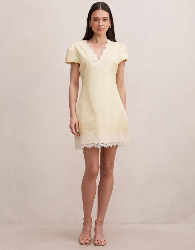 Forever New - Lexi Lace Trim Linen Mini Dress