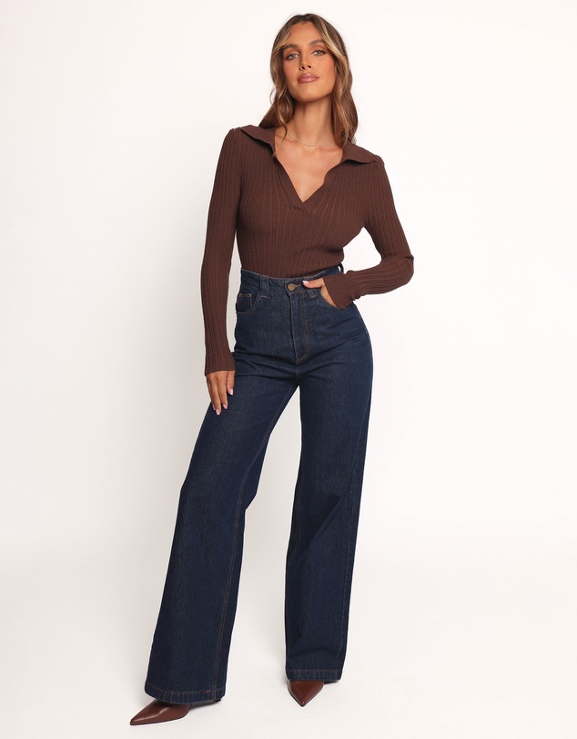 Petal & Pup - Emmerson Long Sleeve Knit Top - Chocolate