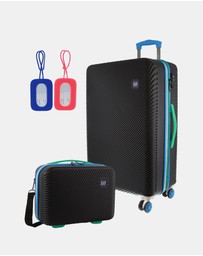 GAP - GAP Stripe Medium Hard Shell with Mini Beauty Case Set + Leather Tag