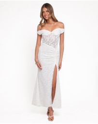Petal & Pup - Pascha Off Shoulder Lace Maxi Dress - White