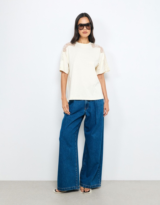 AERE - Lace Contrast T-Shirt