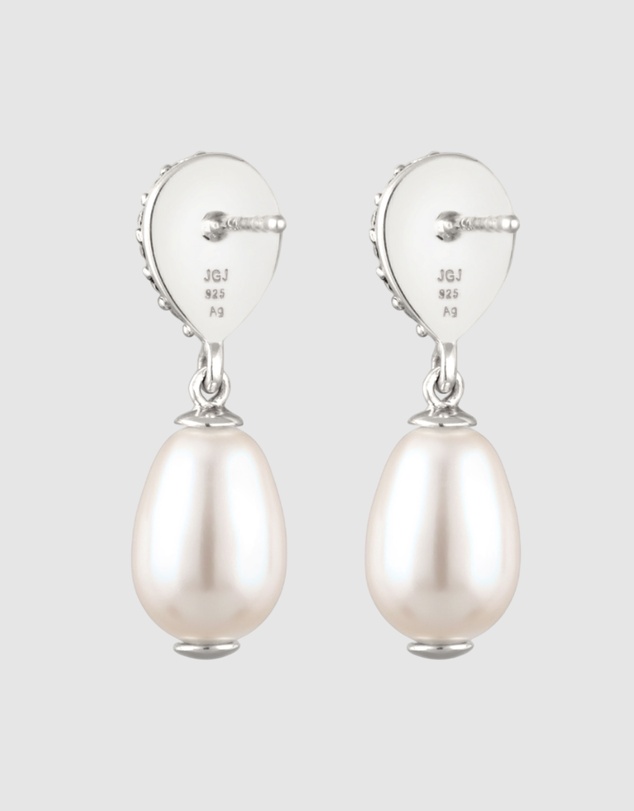 Elli Jewelry - Crystal and Pearl Drop Earrings in 925 Silver