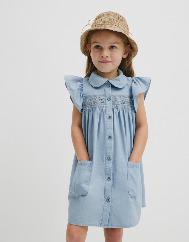 Country Road - Organically Grown Cotton Short Sleeve Chambray Dress