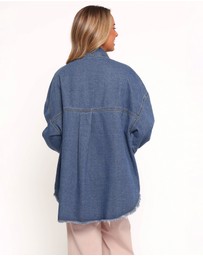 Petal & Pup - Twiggy Frayed Edge Denim Shacket - Denim