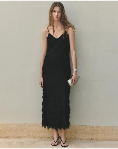 M.N.G - Long Dress with Frayed Finishes
