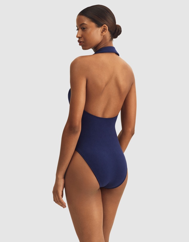 Polo Ralph Lauren - Terry High Neck Halter Swimsuit With Collar