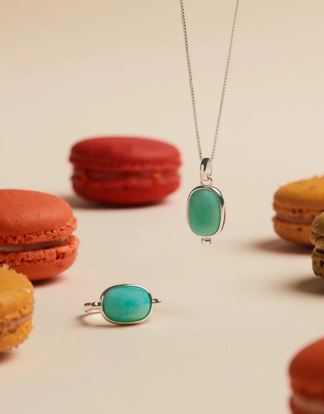 Najo - Fleur Silver Amazonite Necklace (45cm+ext)