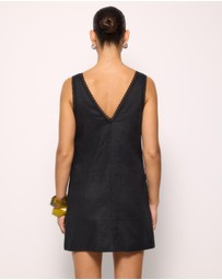 AERE - Tali Lace Trim Linen Shift Dress