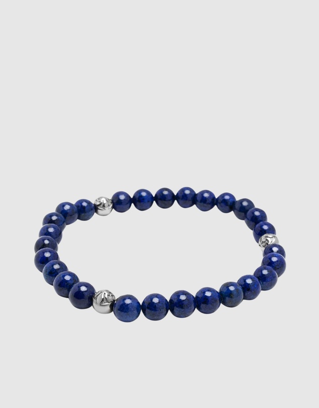 Nialaya Jewellery - 6mm Lapis Lazuli Bracelet with Silver Balls