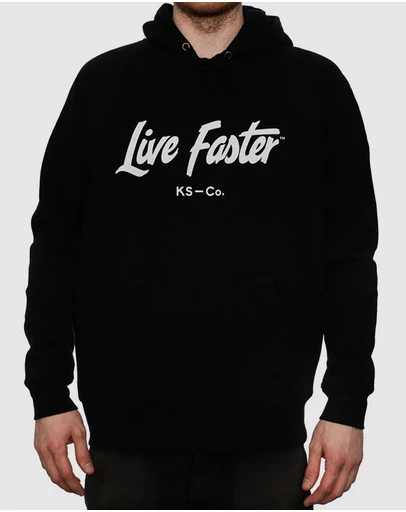 Killer Speed Co. - Killer Speed Co. Men Live Faster Hooded Sweaterblack Jumper Black 