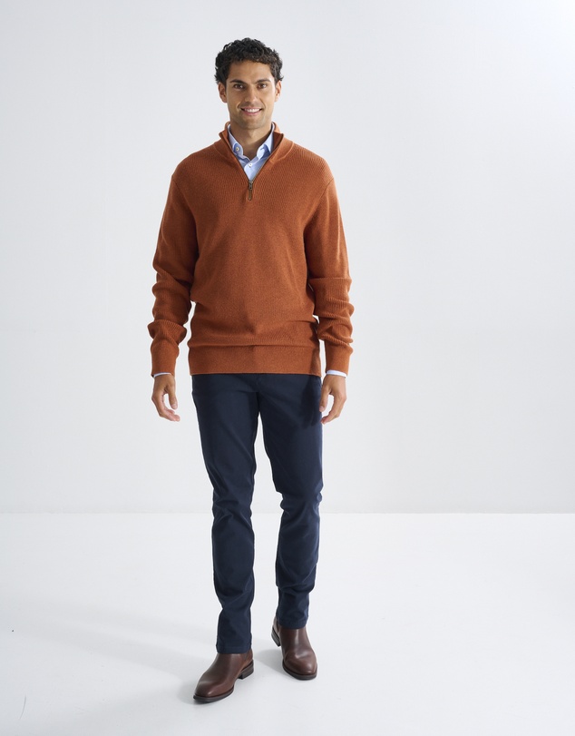3 Wise Men - 3 Wise Men Frost Zip Neck Wool Blend Knit - Deep Navy