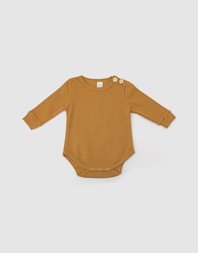 WITH LOVE FOR KIDS - Basics Thick Ribbed Long Sleeve Onesie - Babies