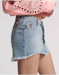 ONE TEASPOON - Blue Tobacco Junkyard Relaxed Denim Mini Skirt