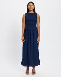 & Other Stories - Smocked Boatneck Midi Dress