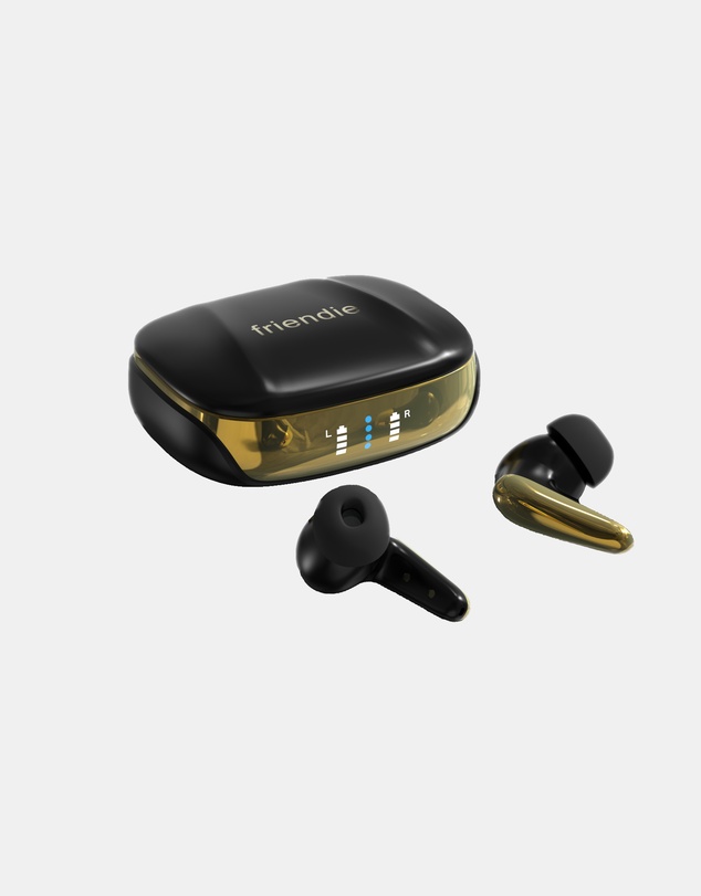 Friendie - AIR Focus ANC Matte Black and Gold Noise Cancelling Earbuds (True Wireless In Ear Headphones)