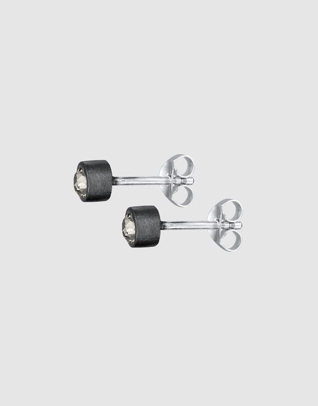 Kuzzoi - ICONIC EXCLUSIVE - Crystal Stud Earrings in Oxidised 925 Sterling Silver