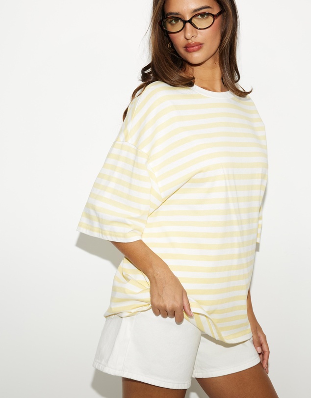 Dazie - Nostalgia Stripe Oversized Boyfriend Tee