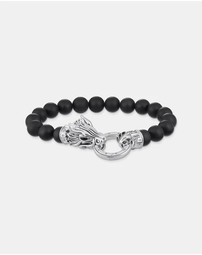 THOMAS SABO - Bracelet with obsidian beads and dragon clasp