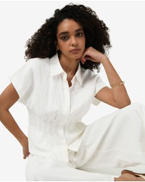 Forcast - Ami Linen Pleated Tuck Shirt