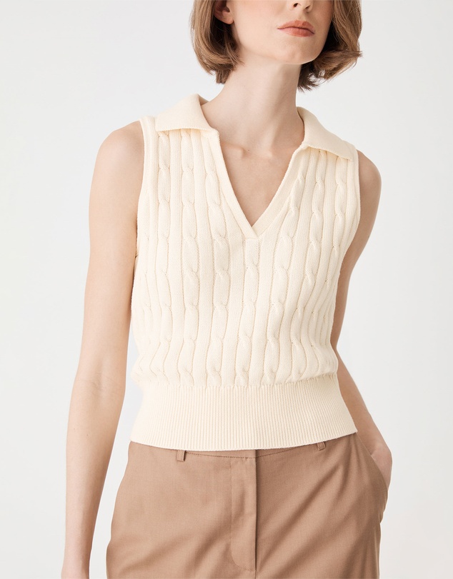 Forcast - Erin Collared Cable Knit Top