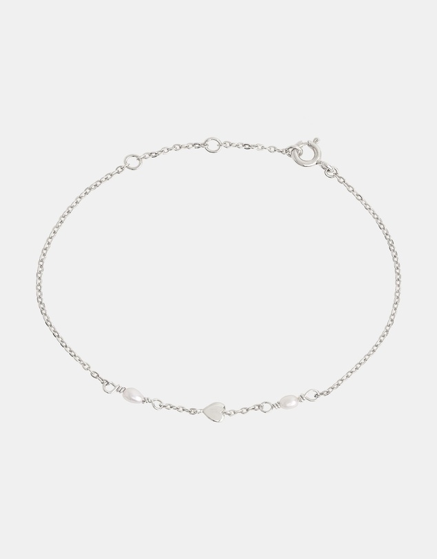 SAINT VALENTINE - Heart & Pearl Bracelet - Silver