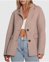 Belle & Bloom - Stuck On You Wool Blend Cinched Waist Blazer
