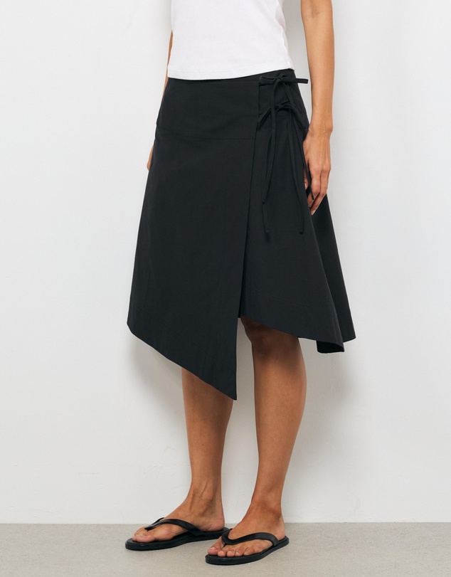 AERE - Liora Asymmetric Wrap Over Midi Skirt